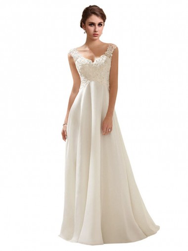 Best V-Neck Lace Wedding Dress On Chiffon UK