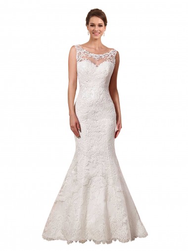 Best Bateau Illusion Sweetheart Lace Wedding Dress UK