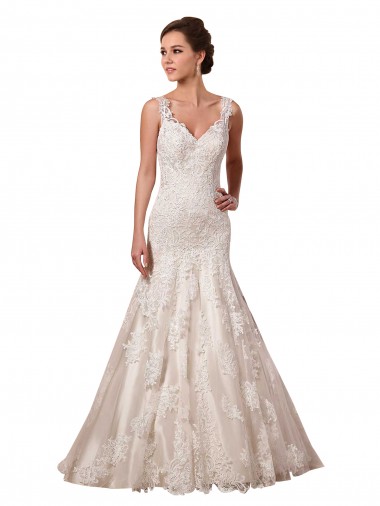 Best Open Back Mermaid Tulle Wedding Dress with Lace Bodice UK