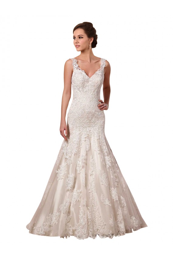 Best Open Back Mermaid Tulle Wedding Dress with Lace Bodice UK