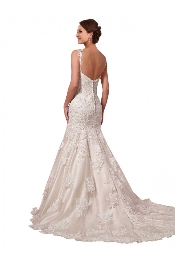 Best Open Back Mermaid Tulle Wedding Dress with Lace Bodice UK