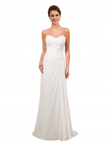 Best Sweetheart Neckline Chiffon Wedding Dress with Criss-Cross Ruched Bodice UK