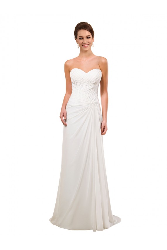 Best Sweetheart Neckline Chiffon Wedding Dress with Criss-Cross Ruched Bodice UK