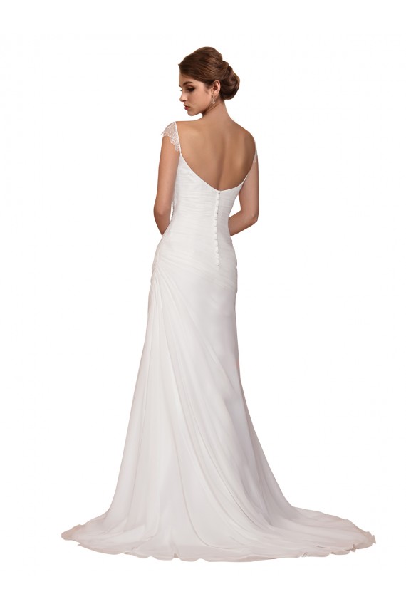 Best V-Neck Sheath Chiffon Wedding Dress with Straps UK