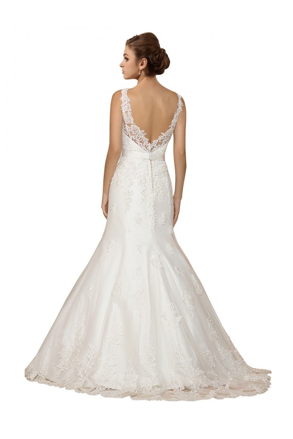 Best Sweethart V-Neckline Lace Wedding Dress with Shoulder Straps UK