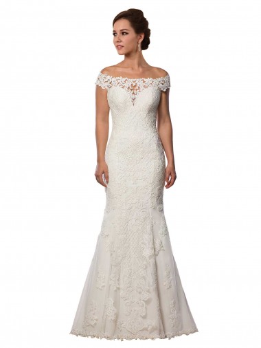 Best Modern Off the Shoulder Mermaid Lace Wedding Dress UK