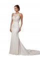 Best Modern Deep V-Neck Sheath Lace Wedding Dress with Open V-Back UK
