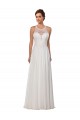 Best Illusion Neck A-Line Lace and Chiffon Beach Wedding Dress UK