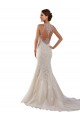 Best High Neck Mermaid Lace Wedding Dress with Illusion Back UK