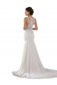 Best Modern High Neck Sheath Wedding Dress with Lace Bodice UK