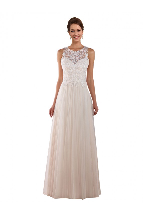 Best High Neck A-Line Tulle Wedding Dress with Lace Back UK