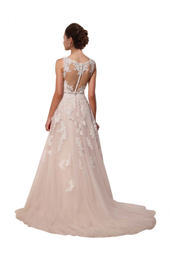 Best Sweetheart A-Line Tulle Wedding Dress with Lace Illusion Back UK