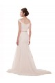 Best Cap Sleeves Off the Shoulder Ruched Mermaid Tulle Beach Wedding Dress UK