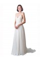 Best Spaghetti Straps V-Neck A-Line Chiffon Beach Wedding Dress UK