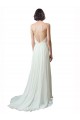 Best Spaghetti Straps V-Neck A-Line Chiffon Beach Wedding Dress UK