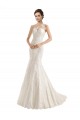 Best Illusion Neck Mermaid All Over Lace Wedding Dress UK