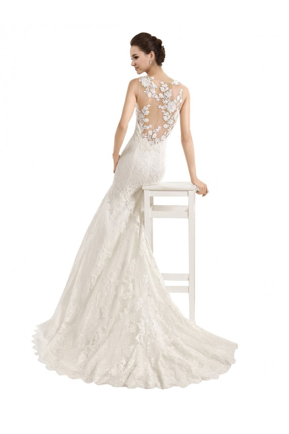Best Illusion Neck Mermaid All Over Lace Wedding Dress UK