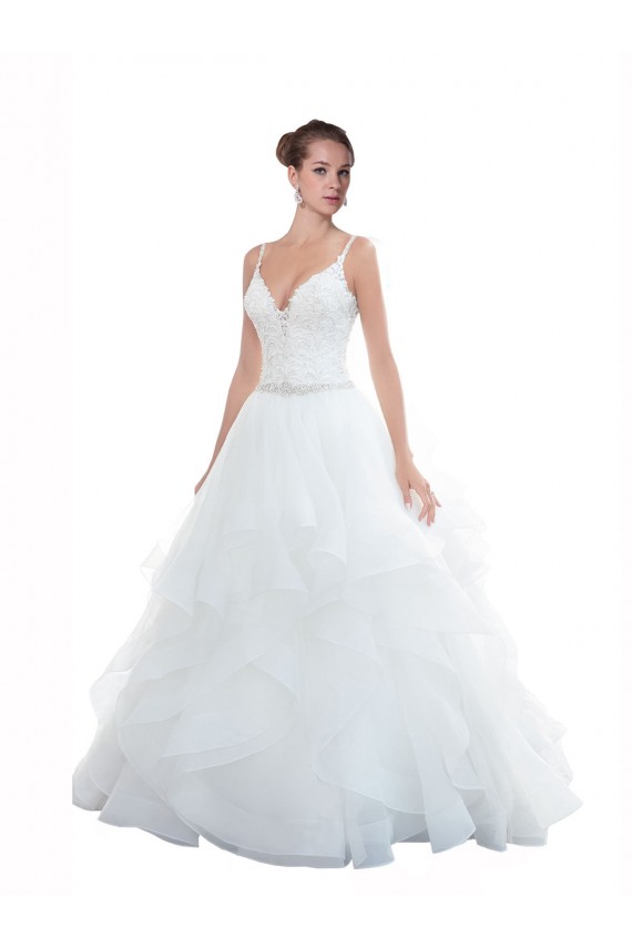 Best Spaghetti Straps Ball Gown Beach Wedding Dress with Lace Bodice UK