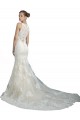 Best Deep Illusion Neck Mermaid Tulle Beach Wedding Dress with All Over Lace UK
