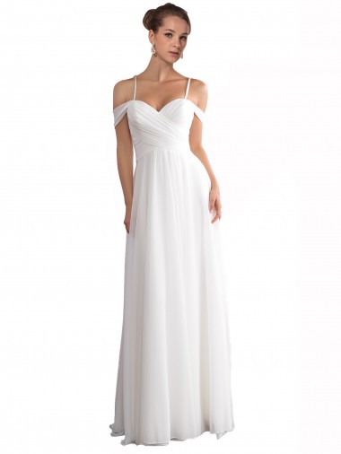 Best Off the Shoulder A-Line Ruched Chiffon Beach Wedding Dress UK
