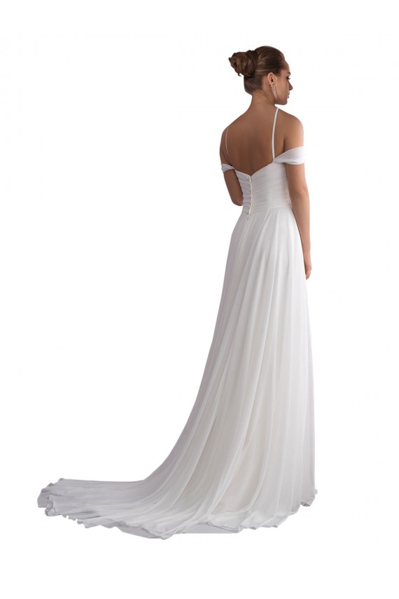 Best Off the Shoulder A-Line Ruched Chiffon Beach Wedding Dress UK