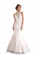 Best Illusion Neck Fit and Flare Tulle Wedding Dress with All Over Lace UK