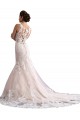 Best Illusion Neck Fit and Flare Tulle Wedding Dress with All Over Lace UK