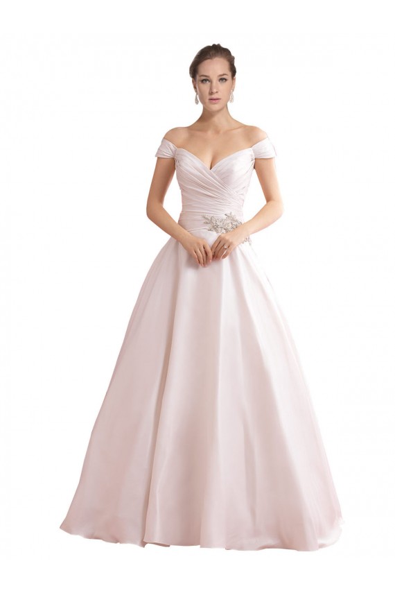Best Off the Shoulder Sweetheart Ball Gown Satin Wedding Dress UK