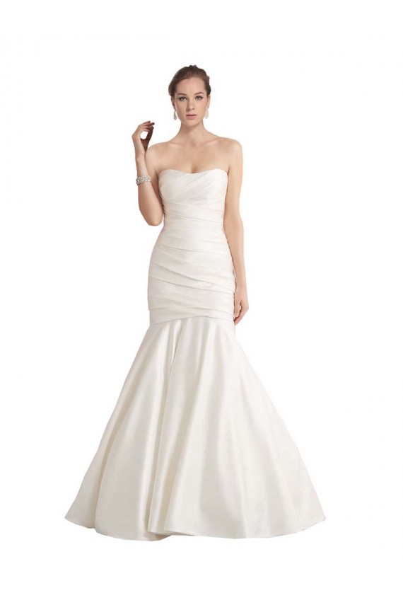 Best Strapless Mermaid Ruched Satin Beach Wedding Dress with Low Back UK