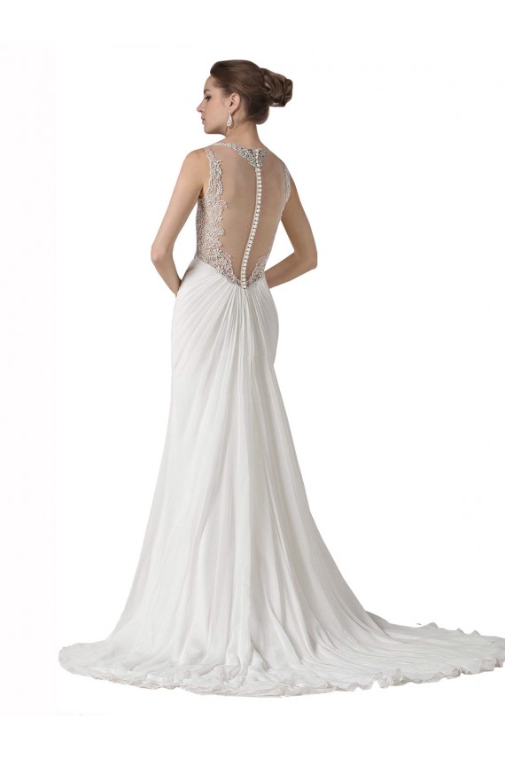 Best Sweetheart Sheath Chiffon Beach Wedding Dress with Beaded Belts UK