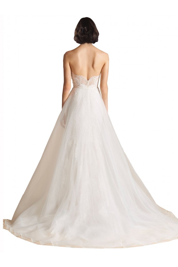 Best Strapless Sweetheart Lace Bodice A-Line Organza Wedding Dress UK