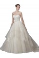 Best Strapless Ball Gown Tulle Wedding Dress with Lace Appliques UK