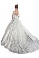Best Long Sleeves Illusion Neck A-Line Satin Wedding Dress with Lace Bodice UK