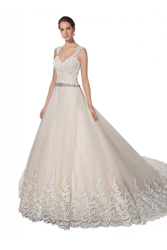 Best Sweetheart Cap Sleeves Tulle Lace Wedding Dress UK