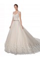 Best Sweetheart Cap Sleeves Tulle Lace Wedding Dress UK