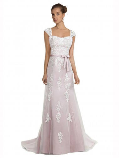 Best Strapless Mermaid Tulle Lace Beach Wedding Dress with Belt UK
