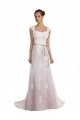 Best Strapless Mermaid Tulle Lace Beach Wedding Dress with Belt UK