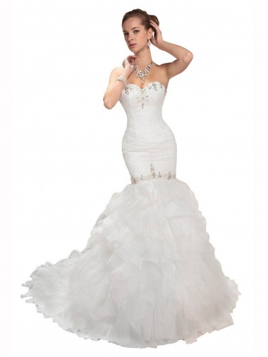 Best Sweetheart Mermaid Cascading Organza Wedding Dress UK