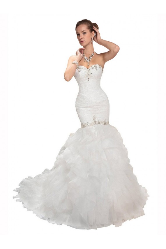 Best Sweetheart Mermaid Cascading Organza Wedding Dress UK