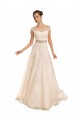Best Off the Shoulder Illusion Back A-Line Lace Beach Wedding Dress UK