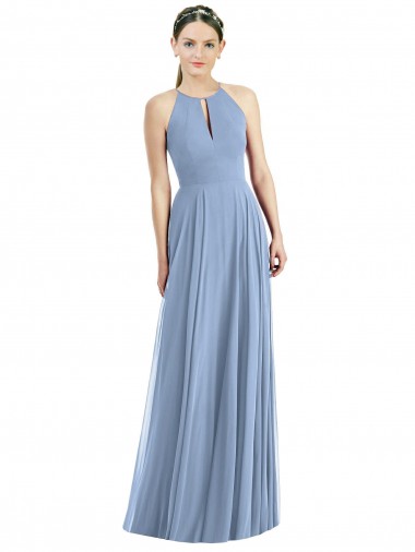 Best Keyhole Halter Chiffon Maxi Bridesmaid Dress UK
