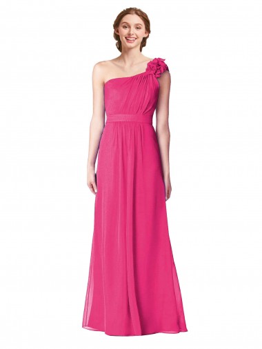 Best Full Length One Shoulder Chiffon Bridesmaid Dress UK
