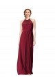 Best Halter Neck Chiffon Bridesmaid Dress with Shirred Bodice UK