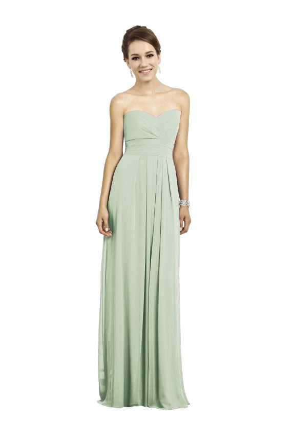 Best Full Length Strapless Chiffon Bridesmaid Dress with Sweetheart Neckline UK