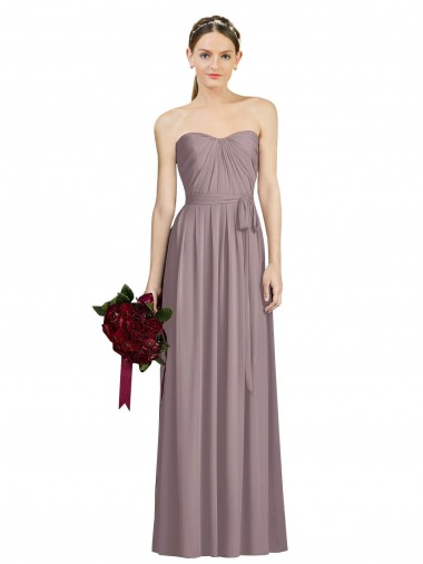 Best Sweetheart Neckline Long Full Length Chiffon Bridesmaid Dress UK