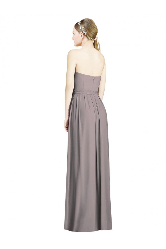 Best Sweetheart Neckline Long Full Length Chiffon Bridesmaid Dress UK