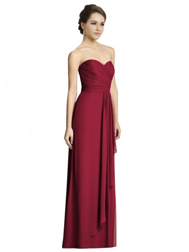Best Long Strapless Chiffon Bridesmaid Dress with Side Slit UK