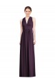 Best Long Chiffon V-Neck Bridesmaid Dress with Shirred Bodice UK