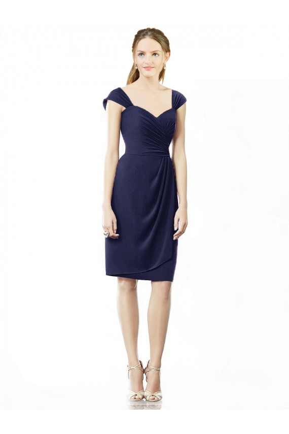 Best Cocktail Length Short Cap Sleeves Chiffon Bridesmaid Dress UK