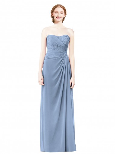 Best Strapless Long Chiffon Bridesmaid Dress with Sweetheart Neckline UK